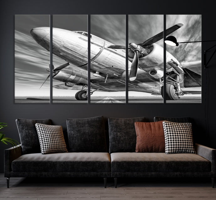 Vintage Airplane on a Runway Canvas Print