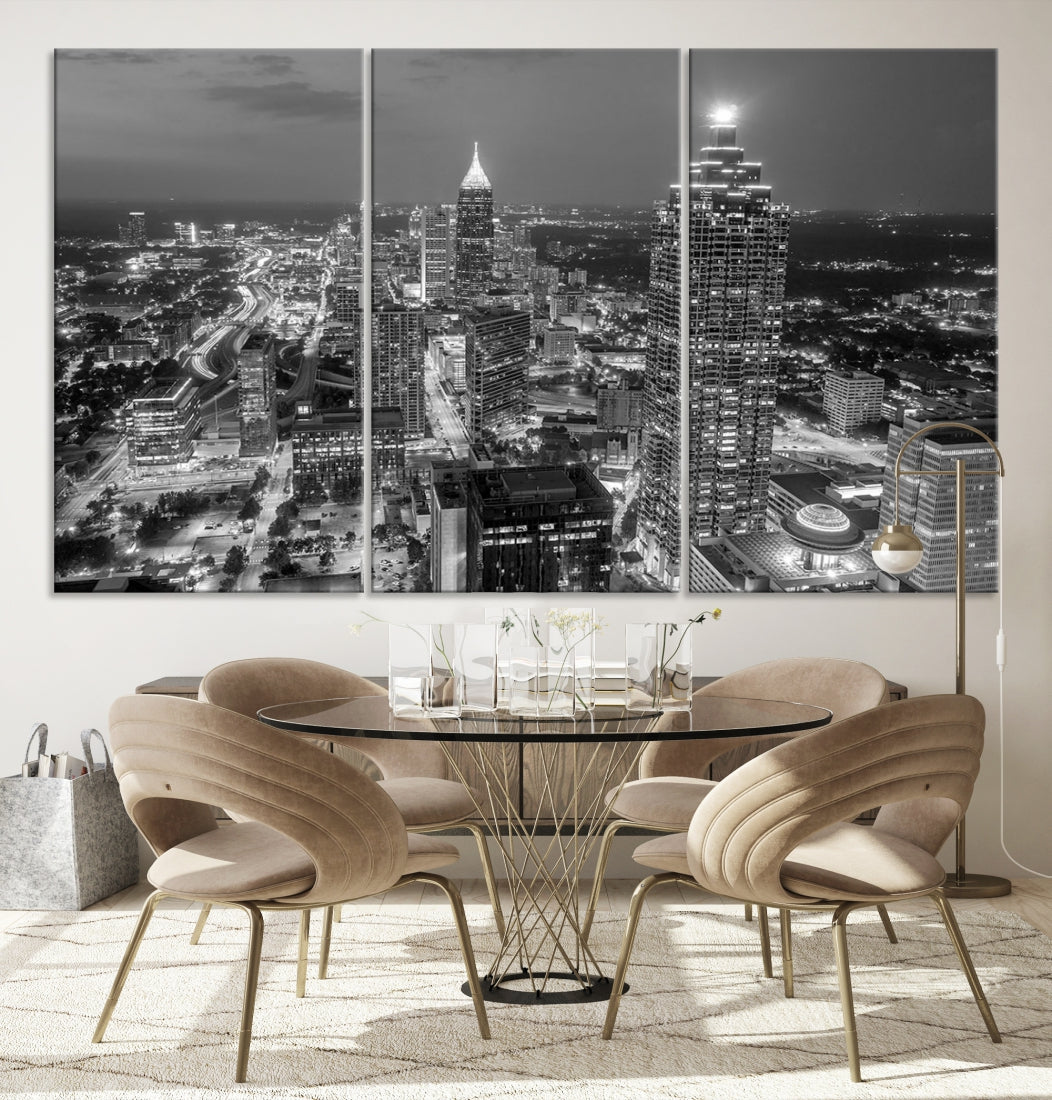 Large Atlanta City Skyline Wall Art Cityscape Canvas Print