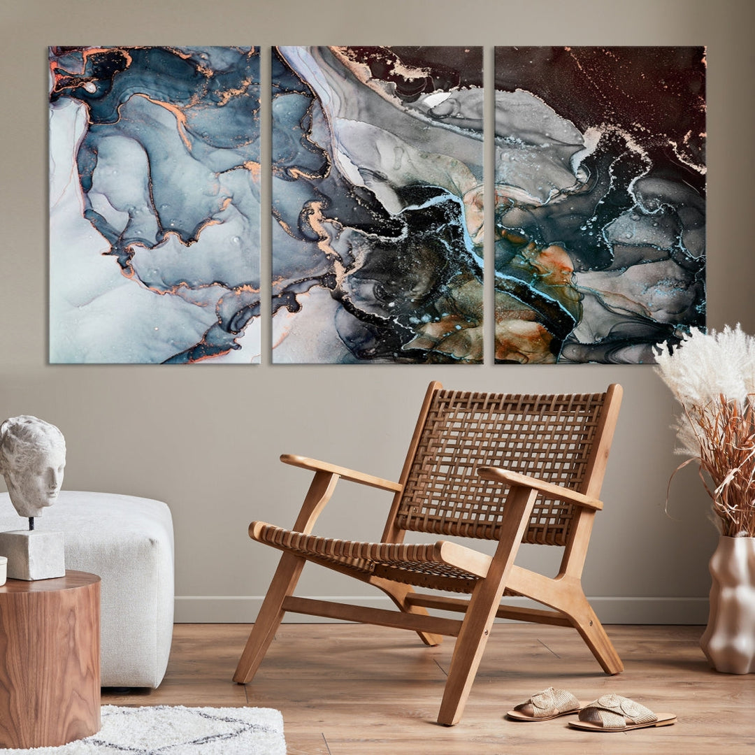 Mix Color Large Abstract Marble Wall Art Canvas Print