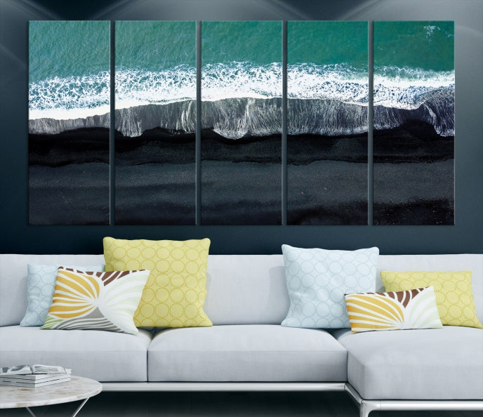 Art mural aérien de l'océan de la mer verte Impression sur toile