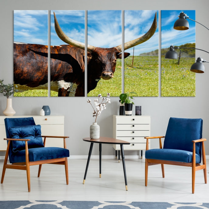 Texas Longhorn Cow Wall Art Animal Canvas Print