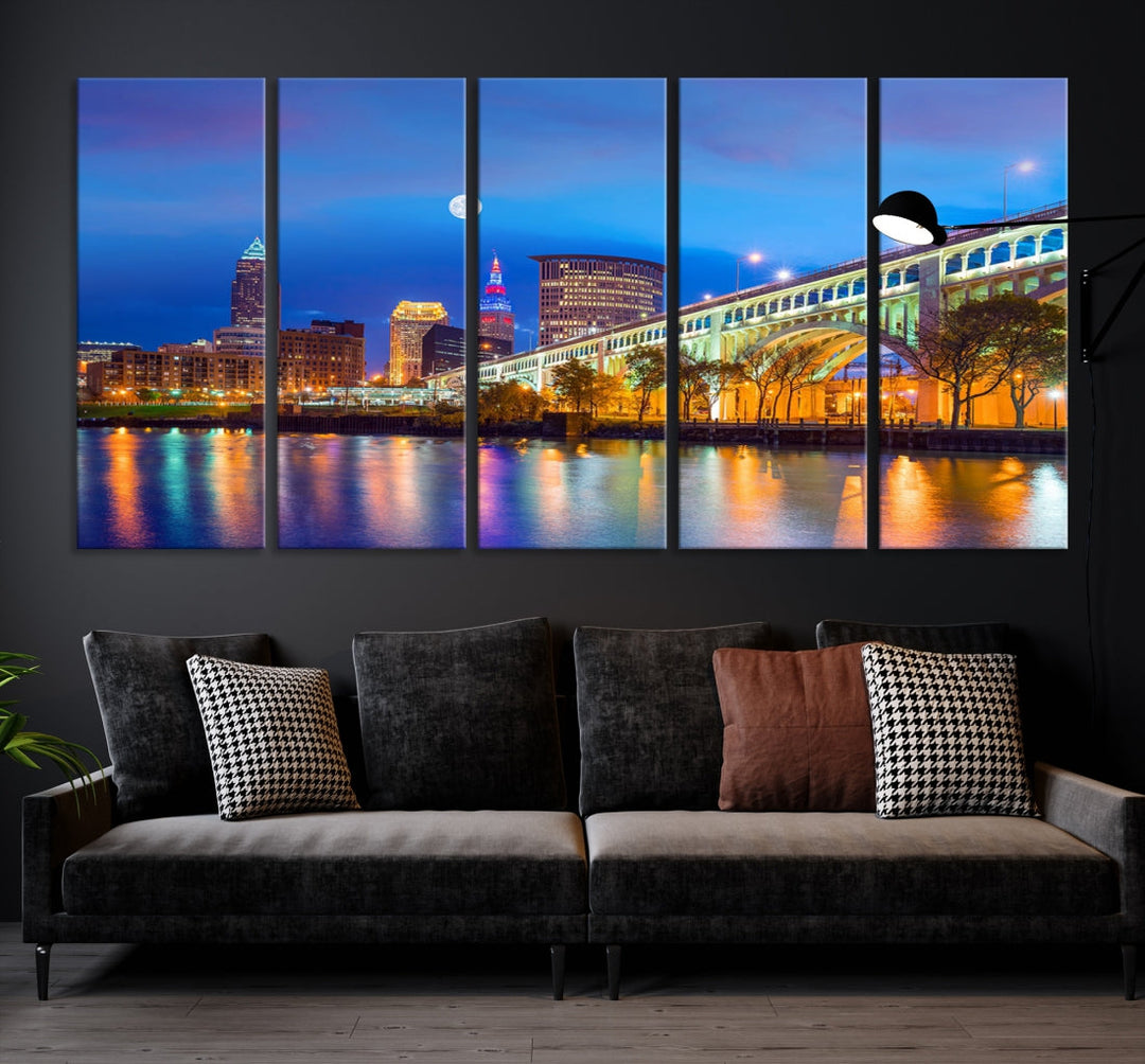 Cleveland Night Skyline Wall Art City Cityscape Canvas Print