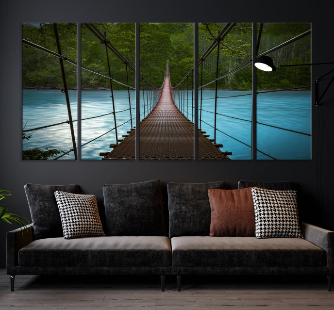 Pont suspendu dans la forêt Wall Art Impression sur toile