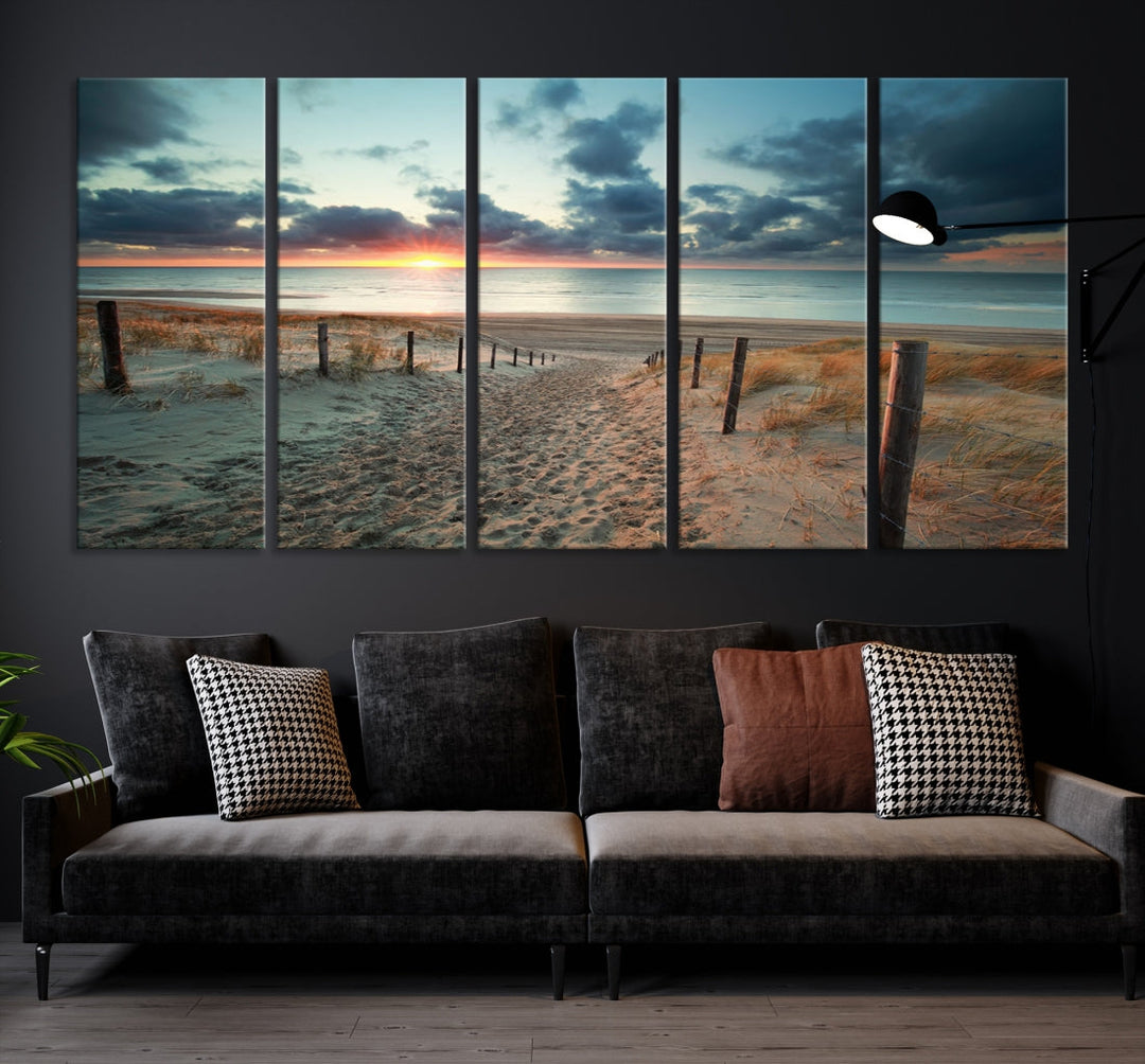 Sunset and Beach Wall Art Canvas Print