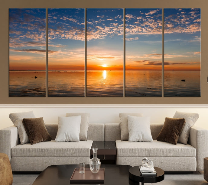 Sunset on the Sea Wall Art Canvas Print
