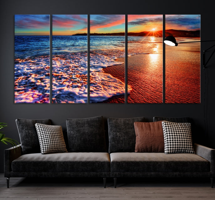 Hawaii Beach and Sunset Wall Art Canvas Print