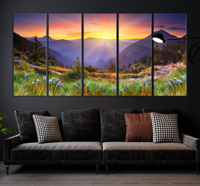Mountain and Spring Wall Art Canvas Print