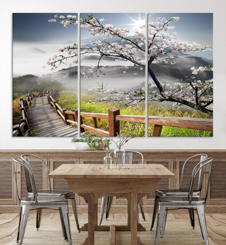 Sakura Blossom Canvas Print Mountain Wall Art Print