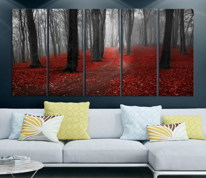 Lienzo decorativo para pared grande con bosque y otoño