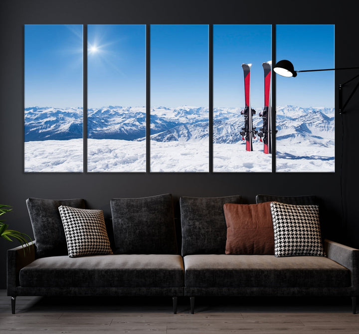 Arte de la pared de nieve de la temporada de esquí Lienzo