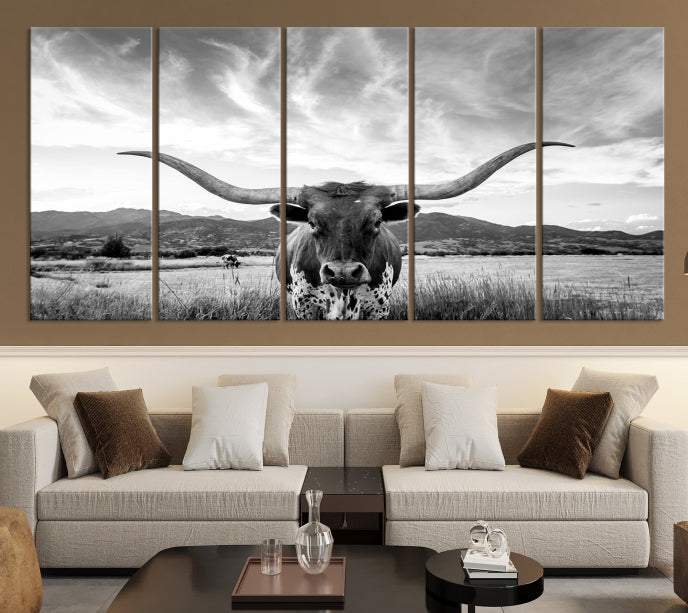 Longhorn of Cow Wall Art Canvas Print Farmhouse Wall Art Texas longhorn wall art