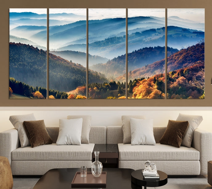 Lienzo decorativo para pared con paisaje de montaña y bosque grande