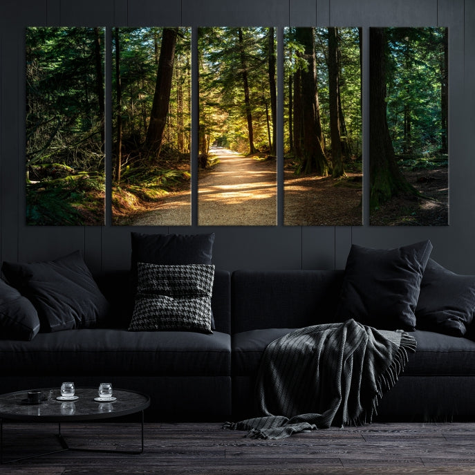 Arte de pared de paisaje natural grande, bosque relajante, impresión en lienzo