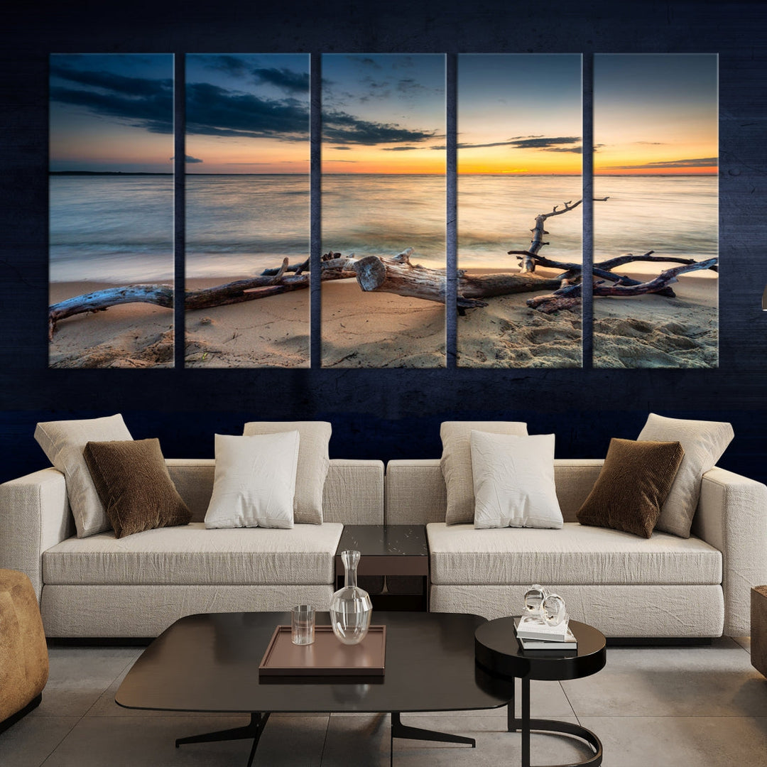 Ocean Sunset Beach Wall Art Canvas Print