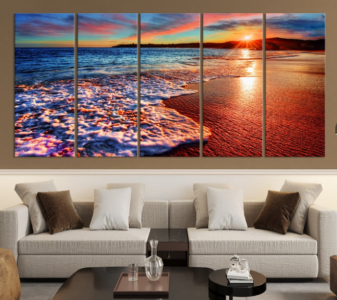 Lienzo decorativo para pared grande con playa y puesta de sol de Hawaii