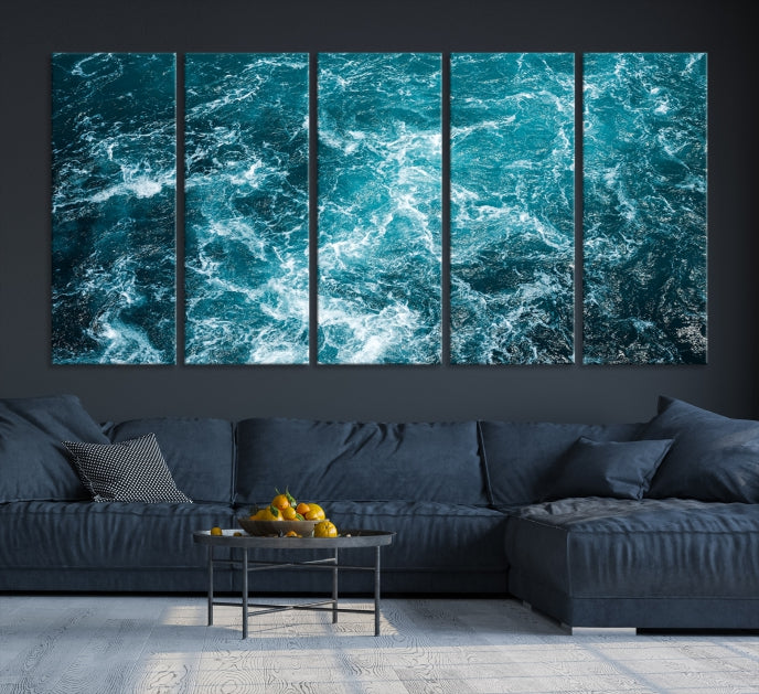 Impression sur toile d'art mural de vagues de l'océan vert