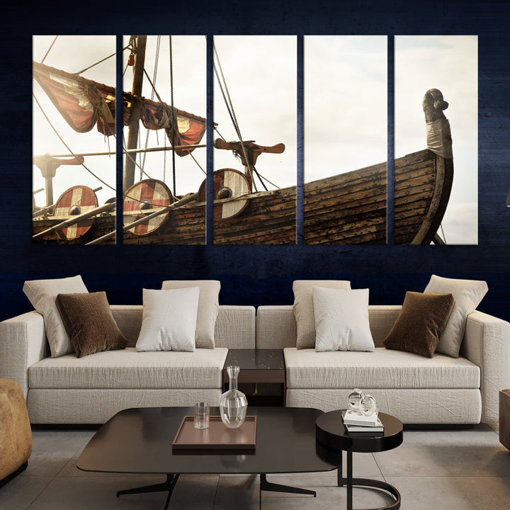 Art mural de vieux navire vintage Impression sur toile