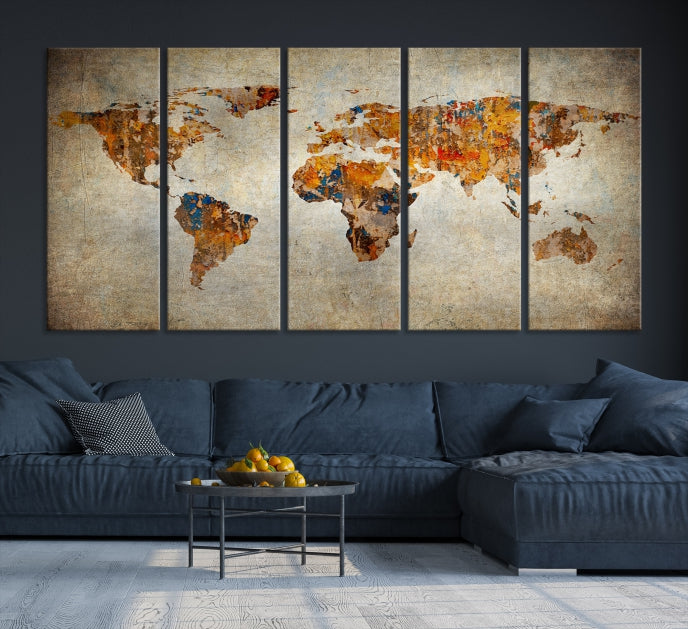 Carte du monde vintage Carte du monde Impression sur toile