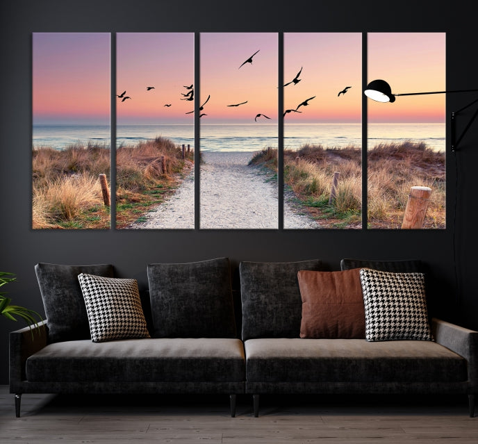 Sunset and Ocean Wall Art Canvas Print