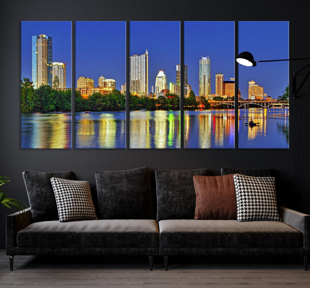 Austin City Lights Skyline Cityscape View Wall Art Canvas Print