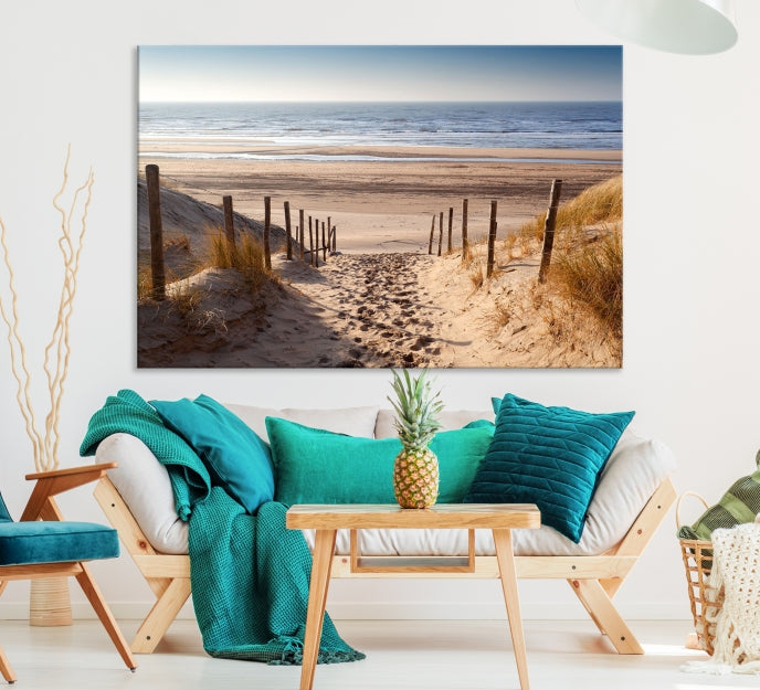 Pathway to Beach Wall Art Paysage océanique Impression sur toile