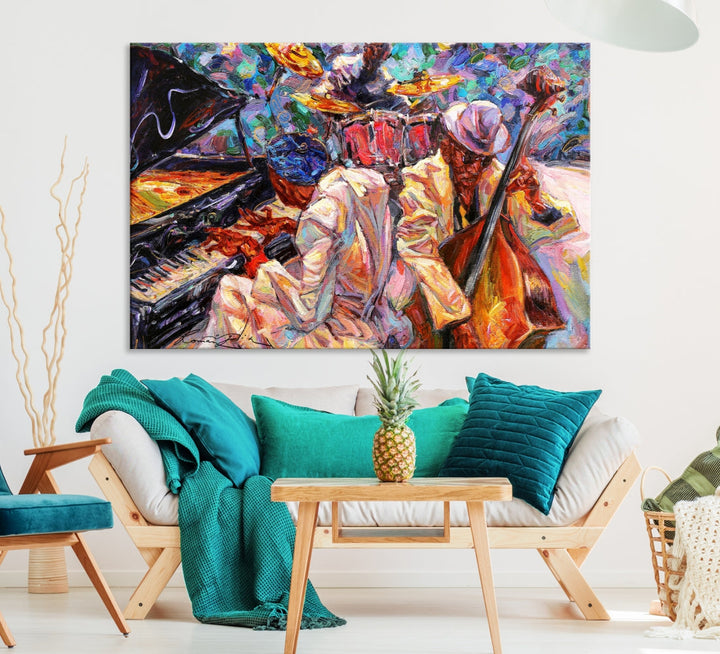 Colorful Jazz Abstract Painting Canvas Wall Art Print African American Art Wall