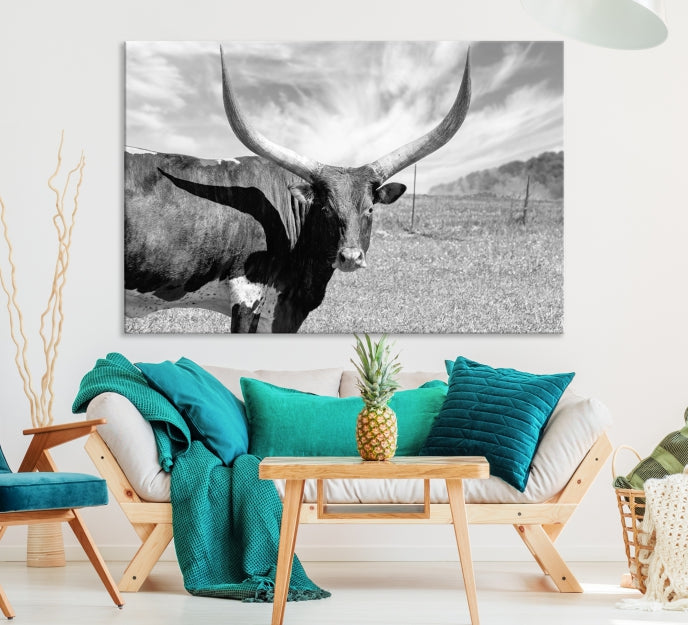 Cattle Wall Art Longhorn Cow Canvas Print