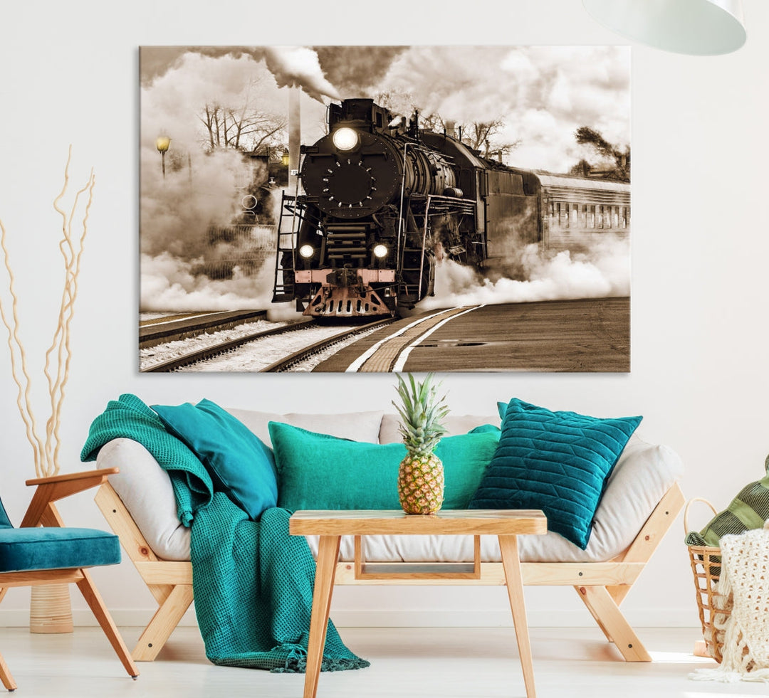 Black Steam Train Canvas Wall Art Print Steam Locomotive Art Canvas