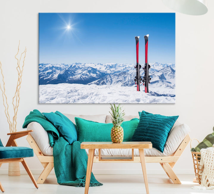 Arte de la pared de nieve de la temporada de esquí Lienzo