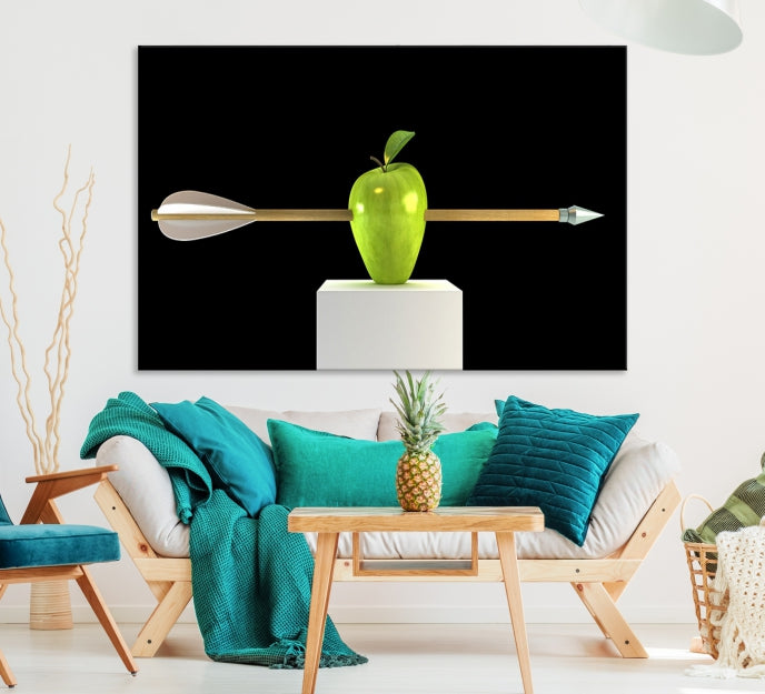 Manzana y flecha Arte de pared grande Ilustración de Apple Lienzo