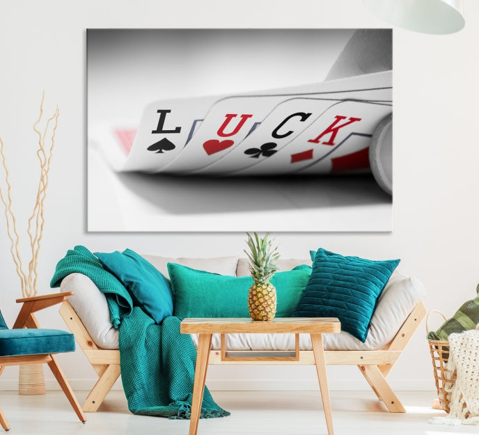Lucky Poker Cards Wall Art Poker Game Canvas Print