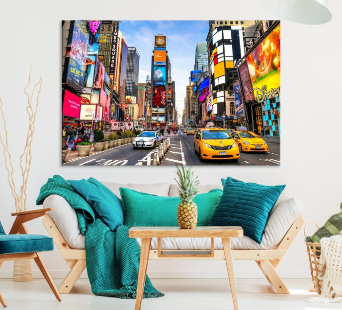 Taxi jaune de New York et de Manhattan Impression sur toile