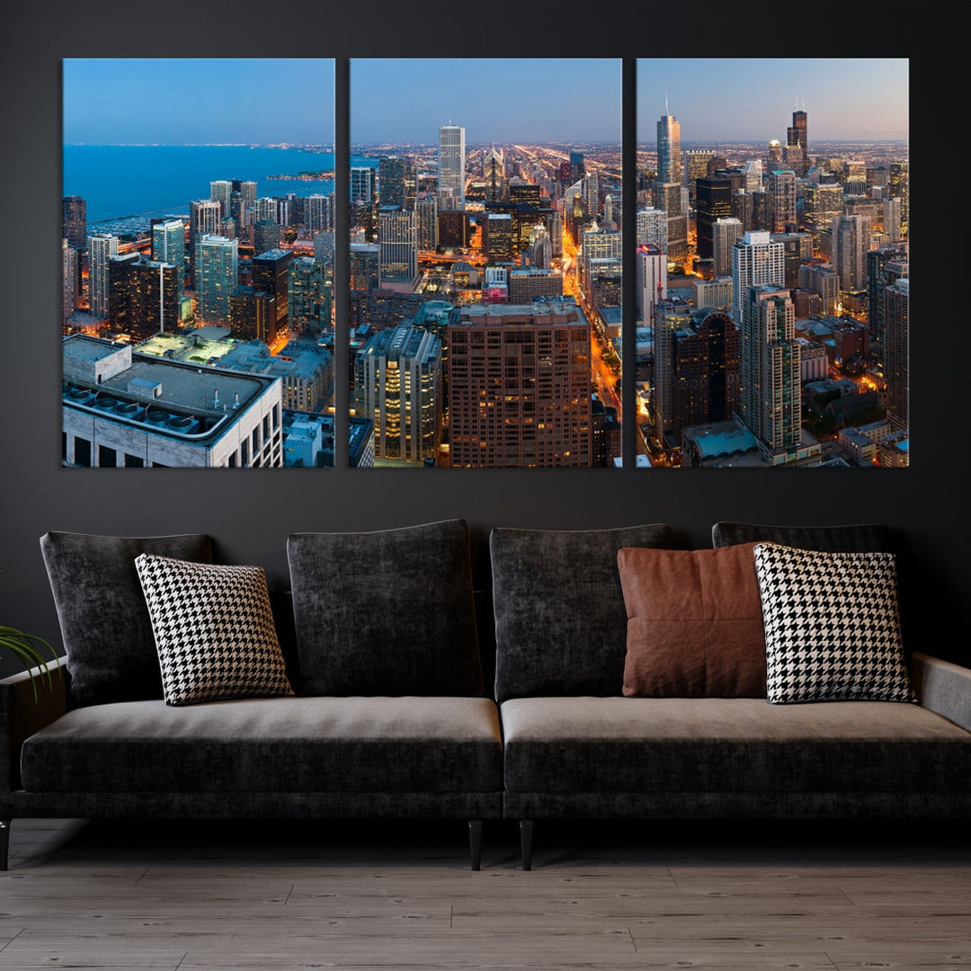 Chicago Night Skyline Wall Art City Paysage urbain