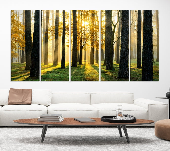 Arbres forestiers Sunshine Wall Art Impression sur toile