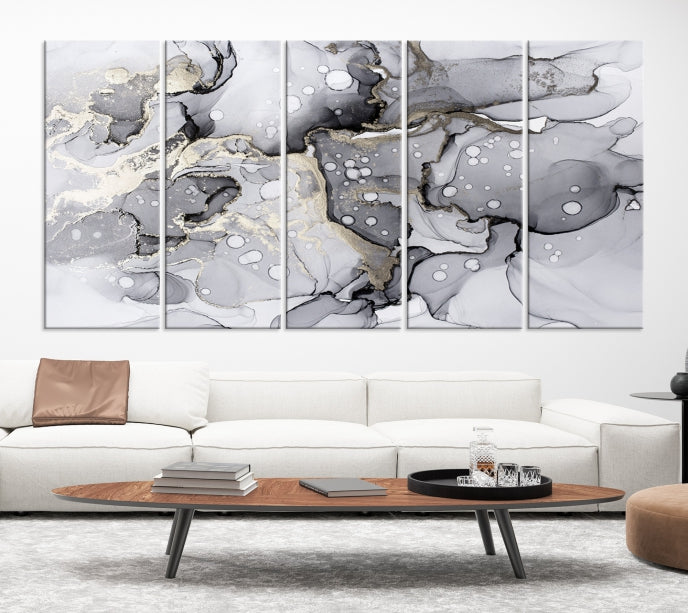 Impresión de arte de pared grande con efecto fluido de mármol, lienzo abstracto moderno