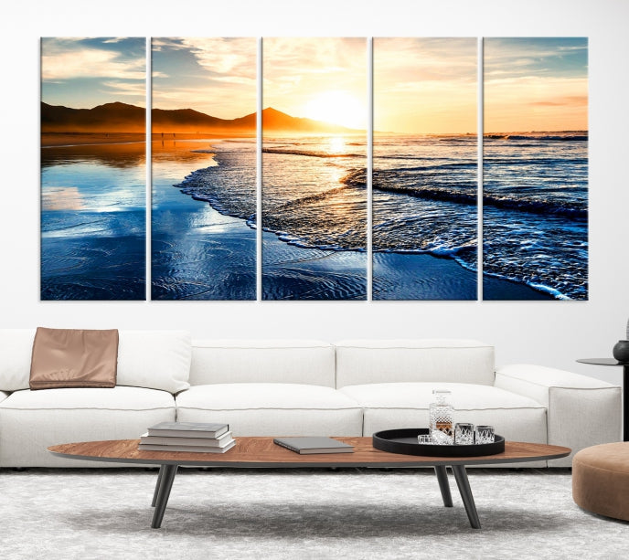 Beach Ocean Sunset on the Sea Wall Art Canvas Print