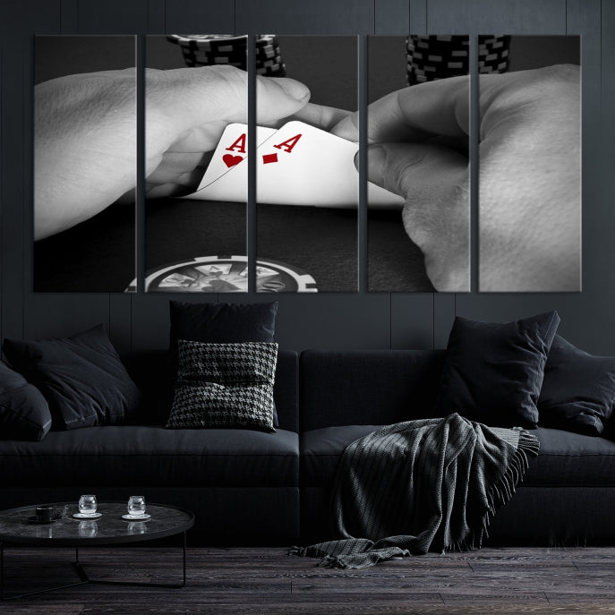 Poker Game Wall Art Lucky Aces Canvas Print