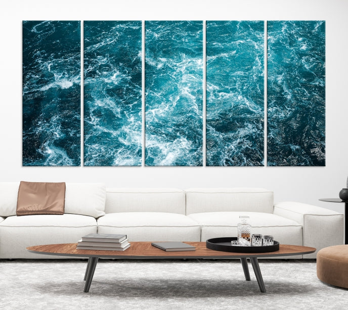 Green Ocean Waves Wall Art Canvas Print