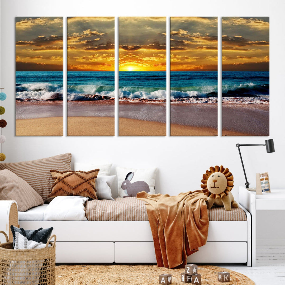 Sun and Sunset Seascape View Wall Art Canvas Print