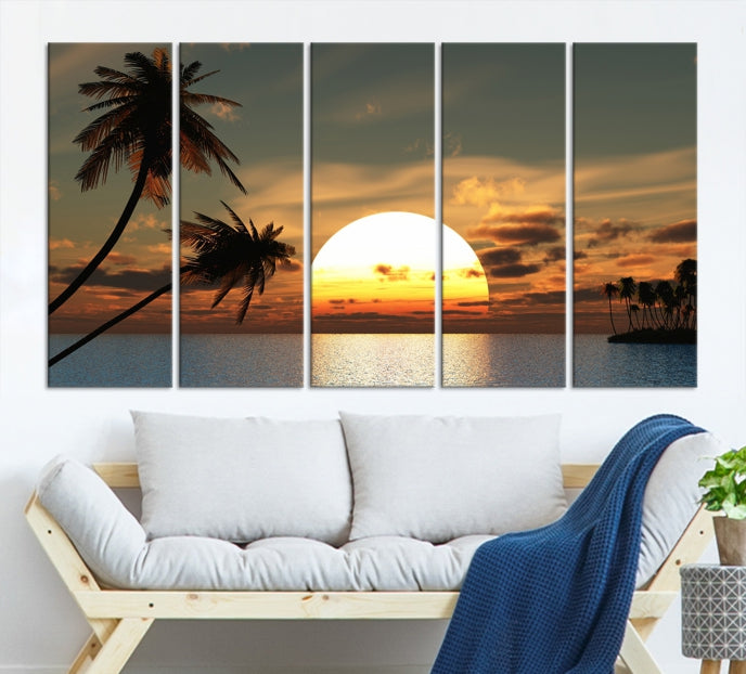Sunset and Palms Wall Art Canvas Print
