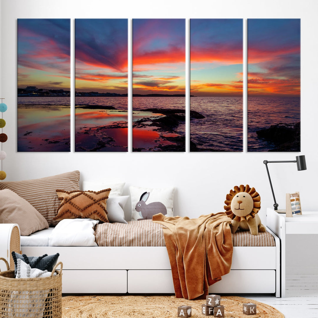 Glorious Sunset on The Beach Wall Art Canvas Print