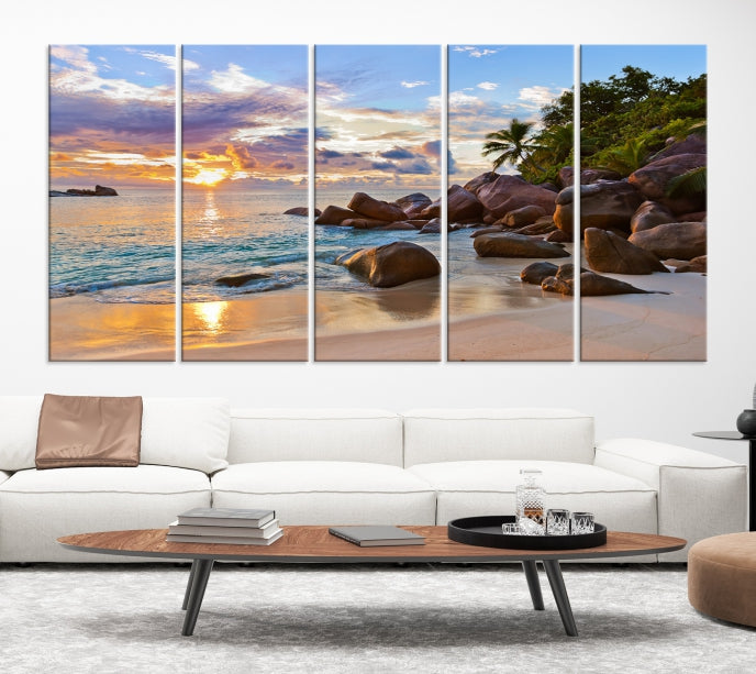 Tropical Island Beach Sunset Canvas Print