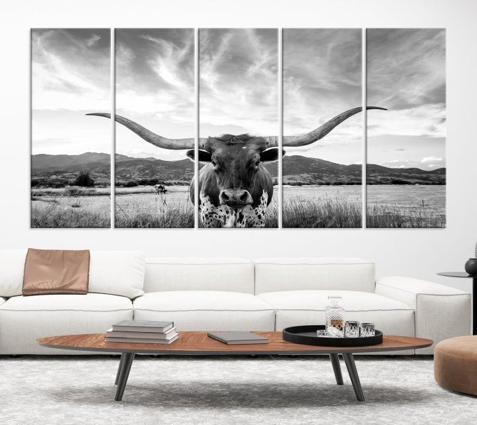 Longhorn of Cow Wall Art Canvas Print Farmhouse Wall Art Texas longhorn wall art