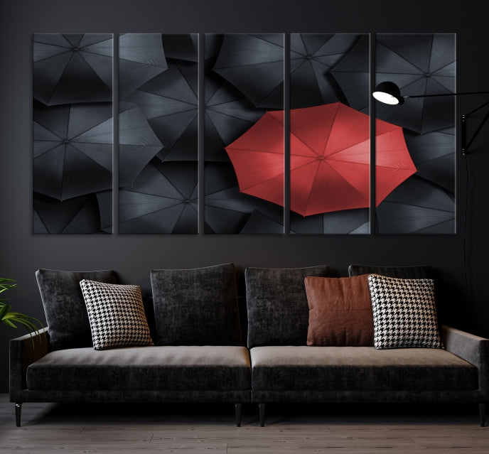 Photographie d'art mural de parapluie rouge Impression sur toile