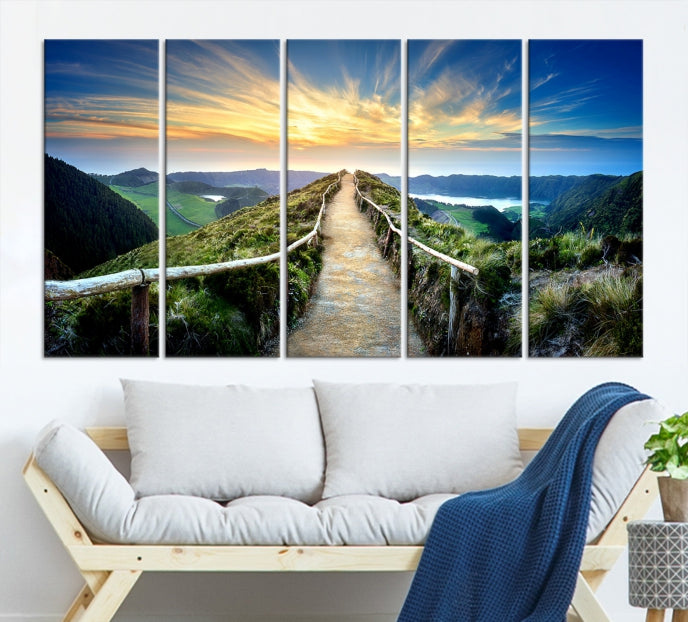 Thrilling Path to Sunset Wall Art Landscape Canvas Print