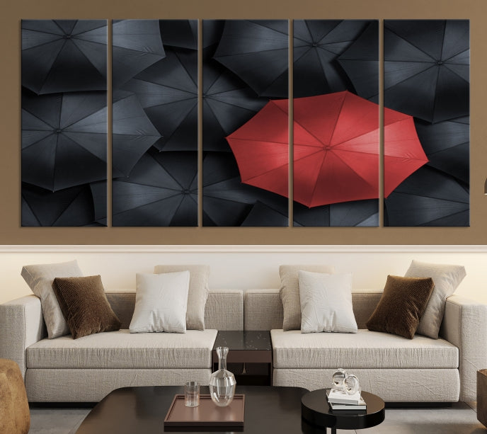Paraguas rojo, fotografía de arte de pared grande, impresión en lienzo