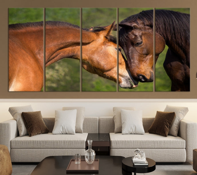 Adorable Horse Love Wall Art Animal Canvas Print