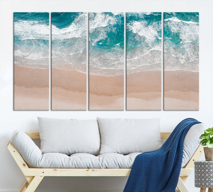 Blue Sea and Beach Wall Art Canvas Print