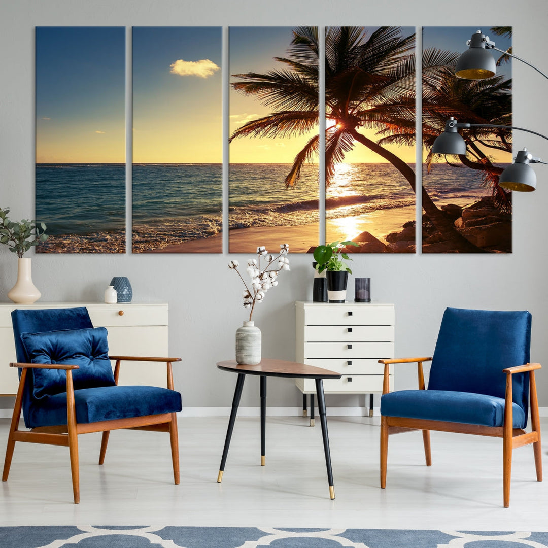 Sunset Palm Trees Wall Art Canvas Print