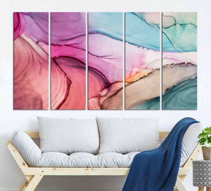 Colorful Marble Fluid Effect Wall Art Abstract Canvas Wall Art Print